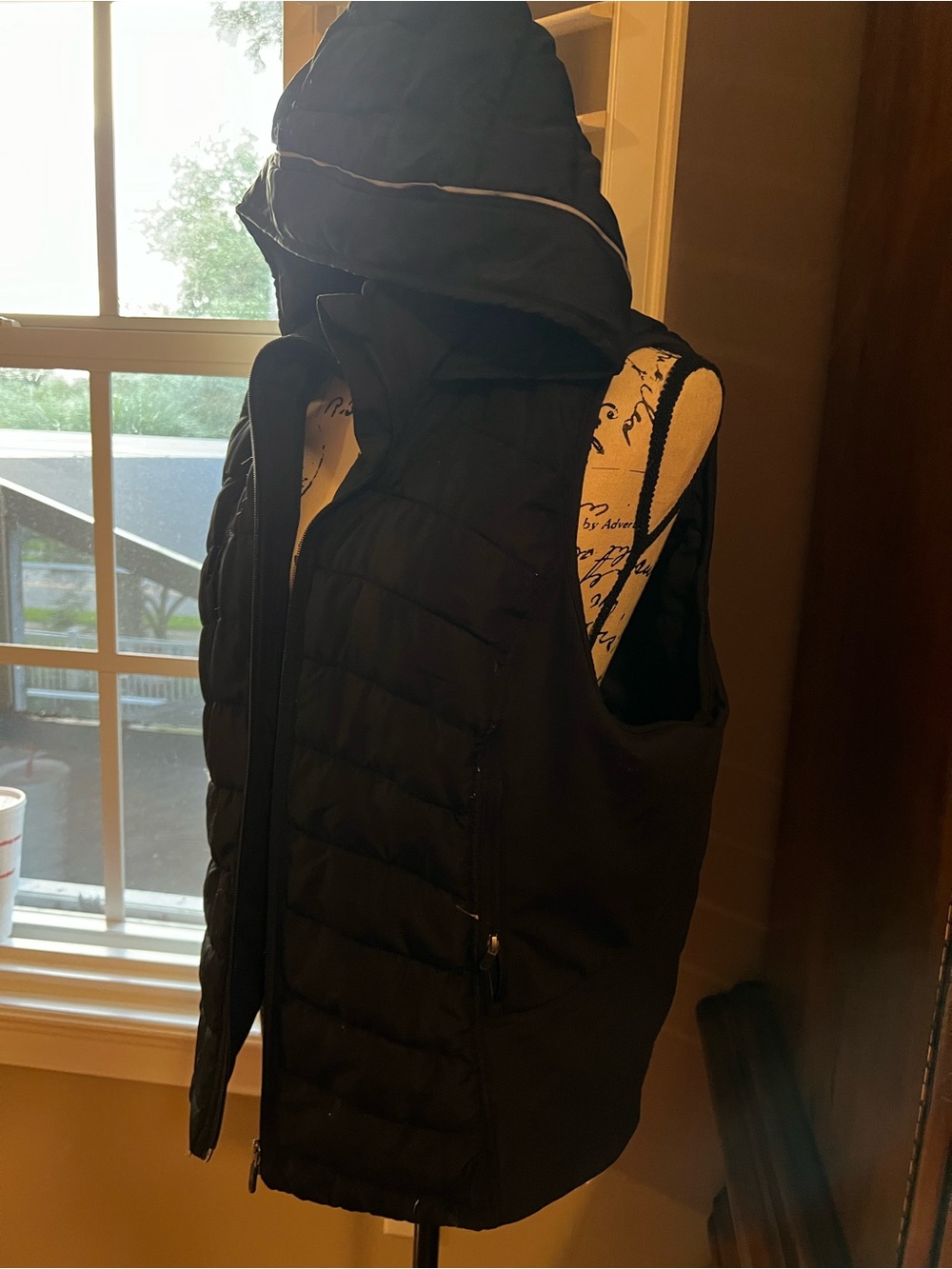 Tangerine Black Hooded Quilted Vest